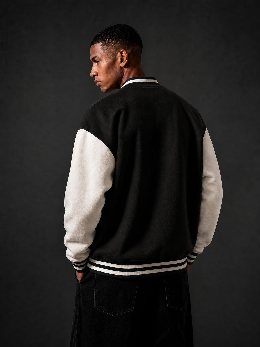 Pit Lane Clothing Fleeced Varsity Jacket - Black