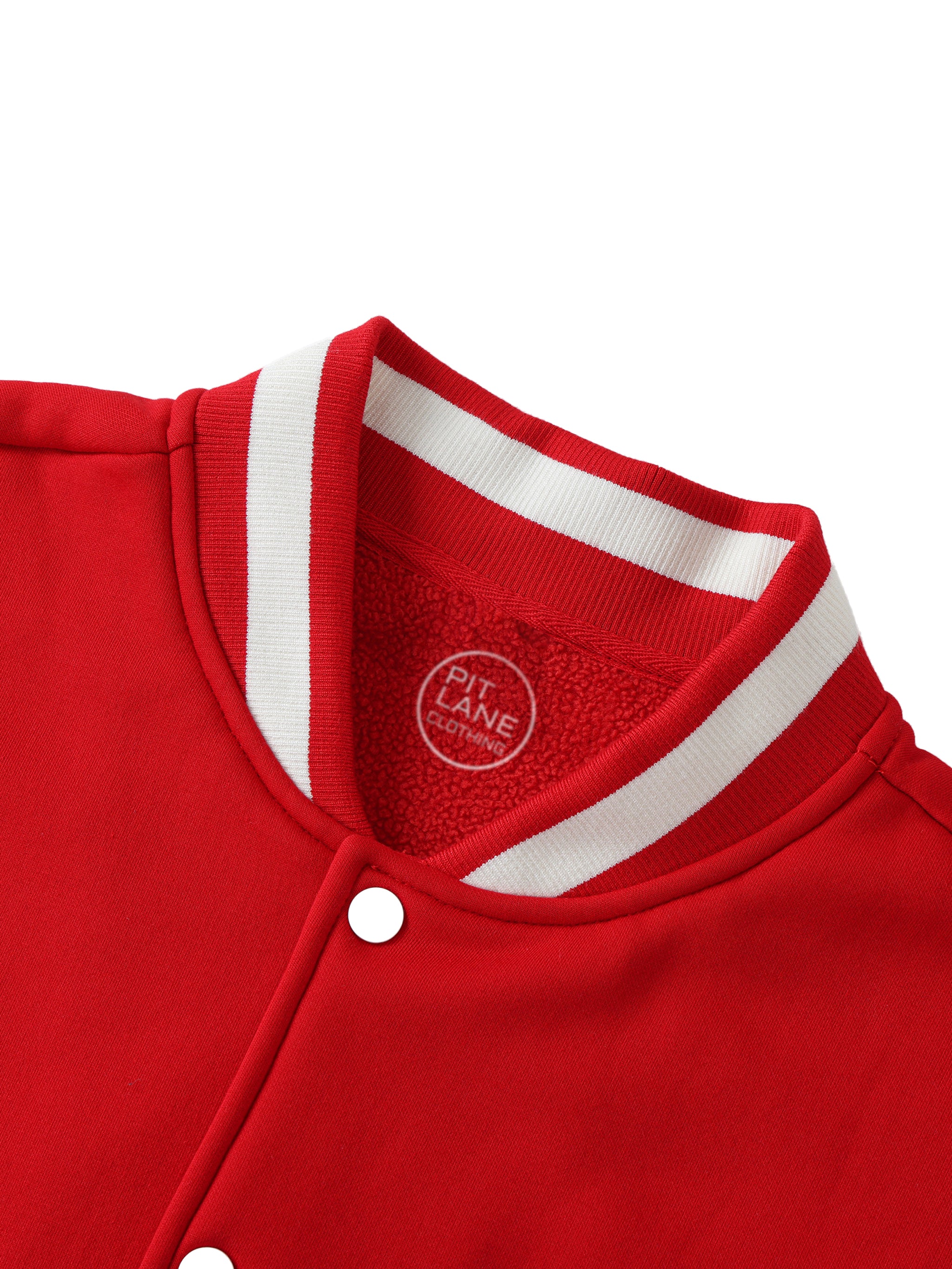 Pit Lane Clothing Fleeced Varsity Jacket - Red