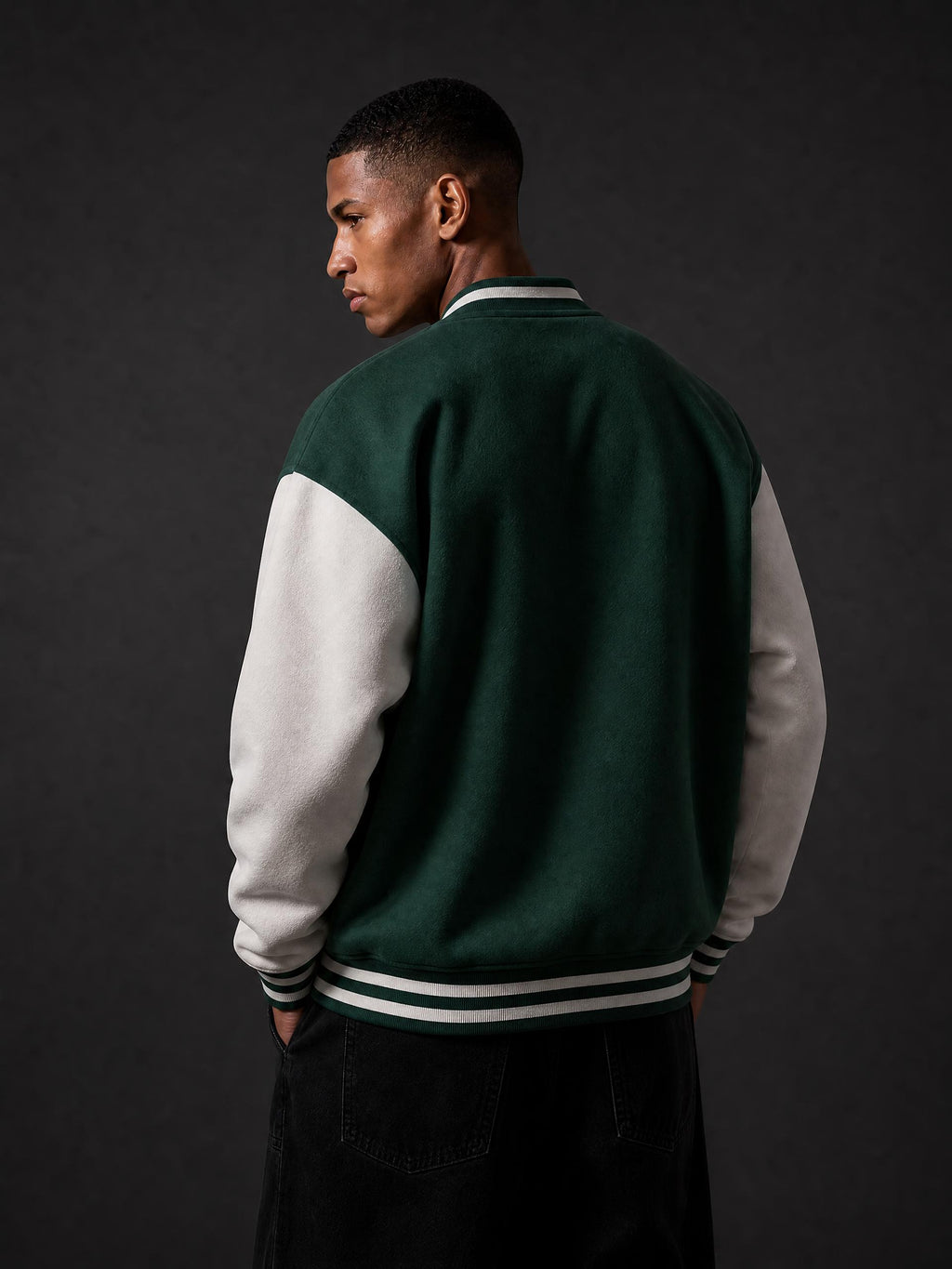 Pit Lane Clothing Fleeced Varsity Jacket - British Racing Green