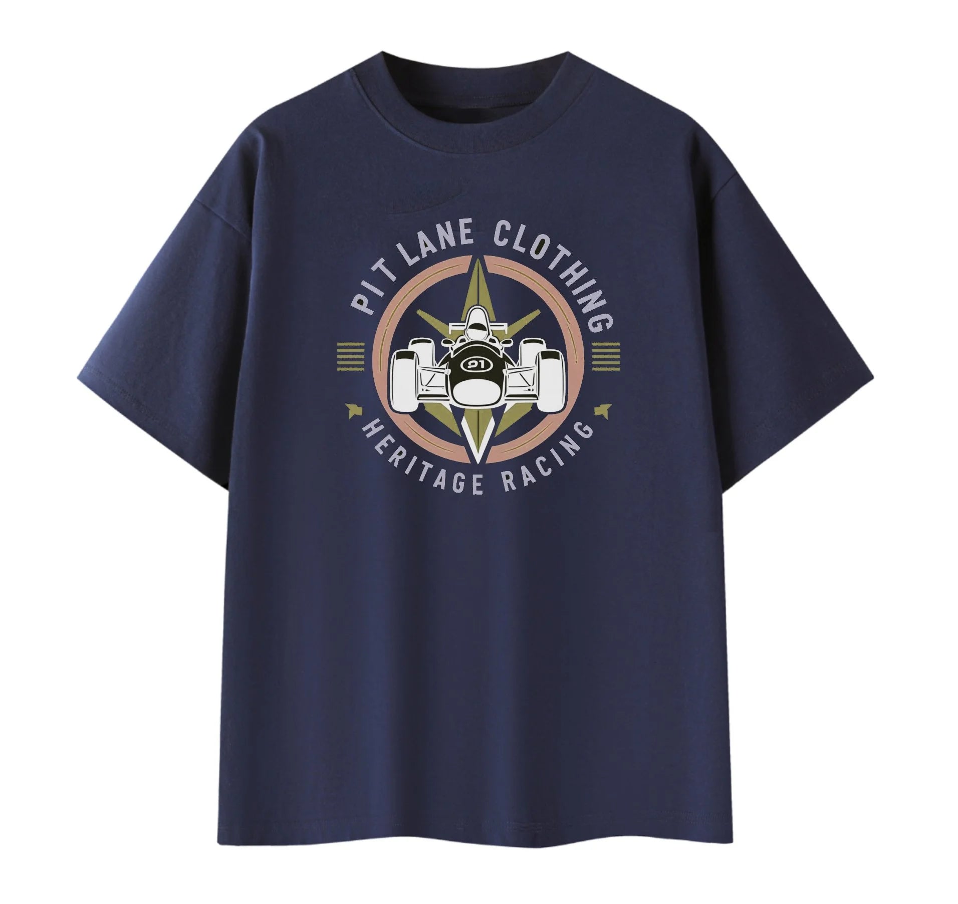 Pit Lane Clothing: Pure Cotton Heritage F Series T-Shirt - Target Navy