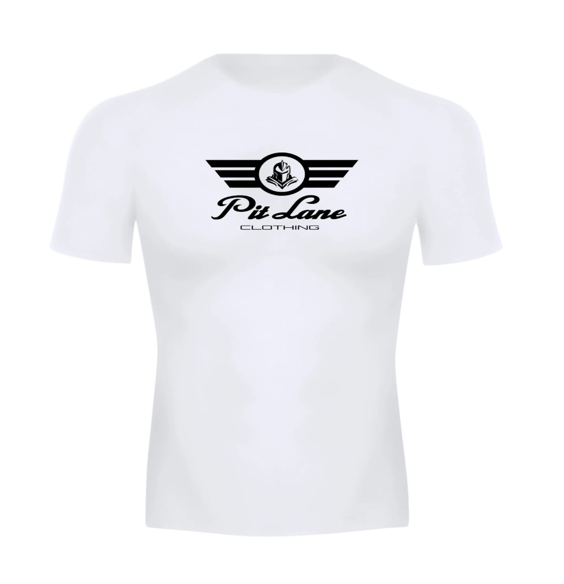 Pit Lane Clothing: Short Sleeve High Performance Compression T-shirt - White