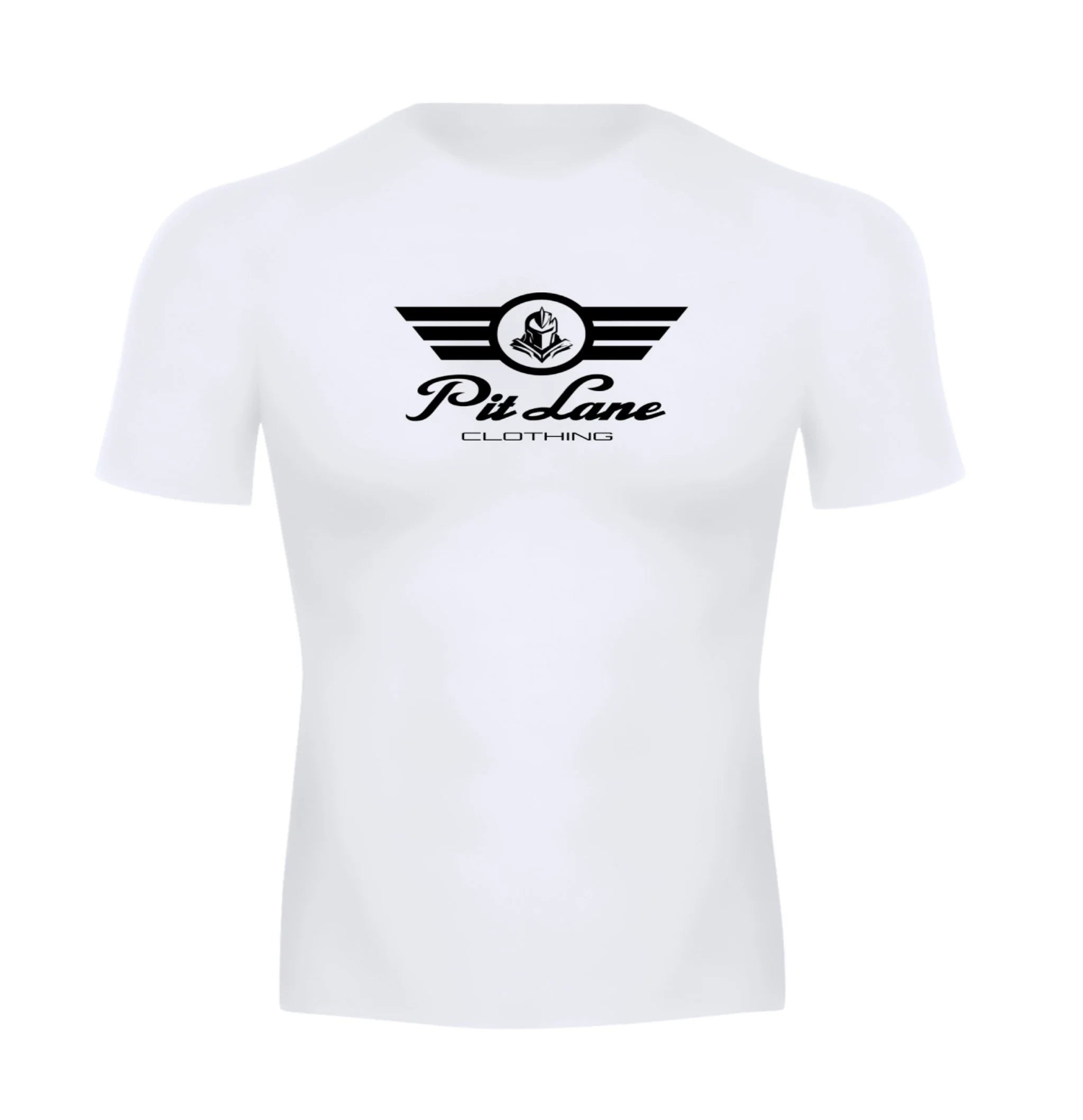 Pit Lane Clothing: Short Sleeve High Performance Compression T-shirt - White