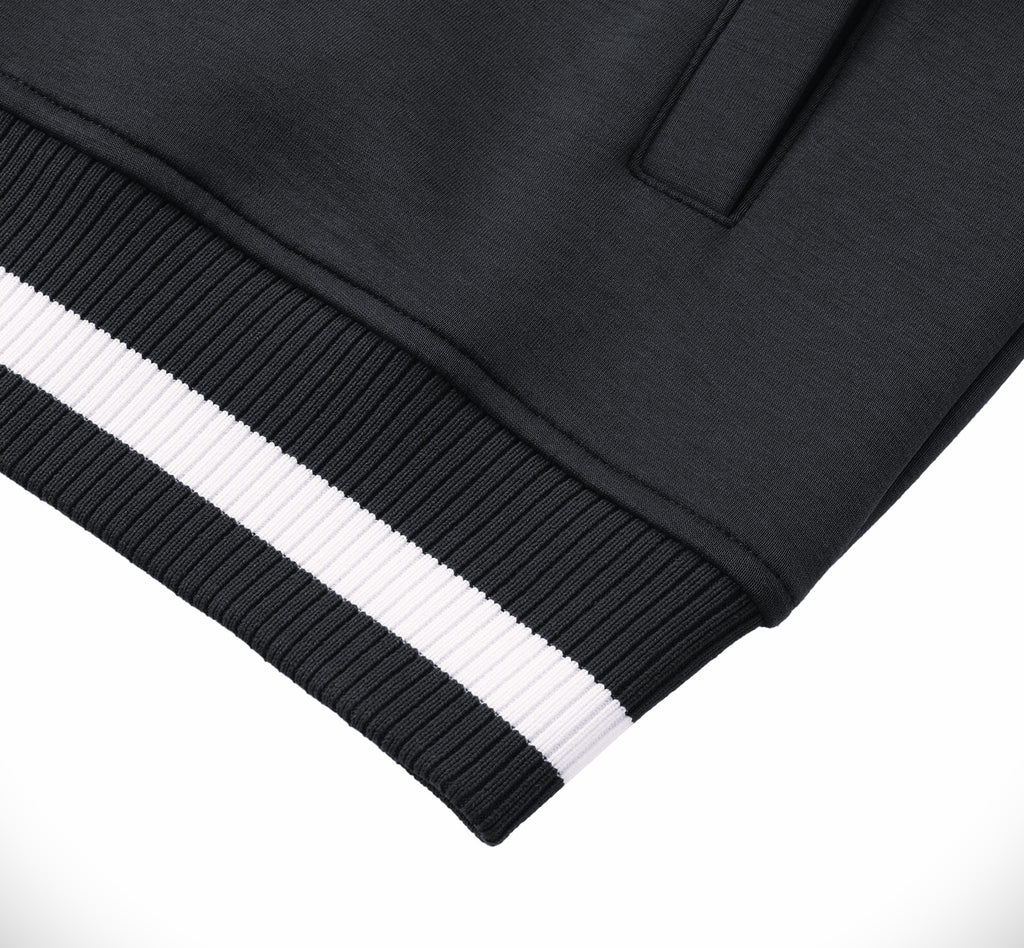 Pit Lane Clothing: Contrast Piping Zip Bomber Jacket - Black