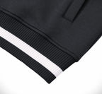 Pit Lane Clothing: Contrast Piping Zip Bomber Jacket - Black
