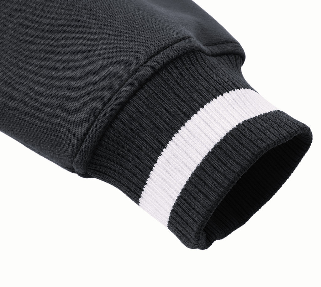 Pit Lane Clothing: Contrast Piping Zip Bomber Jacket - Black