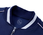Contrast Piping Zip Bomber Jacket - Navy