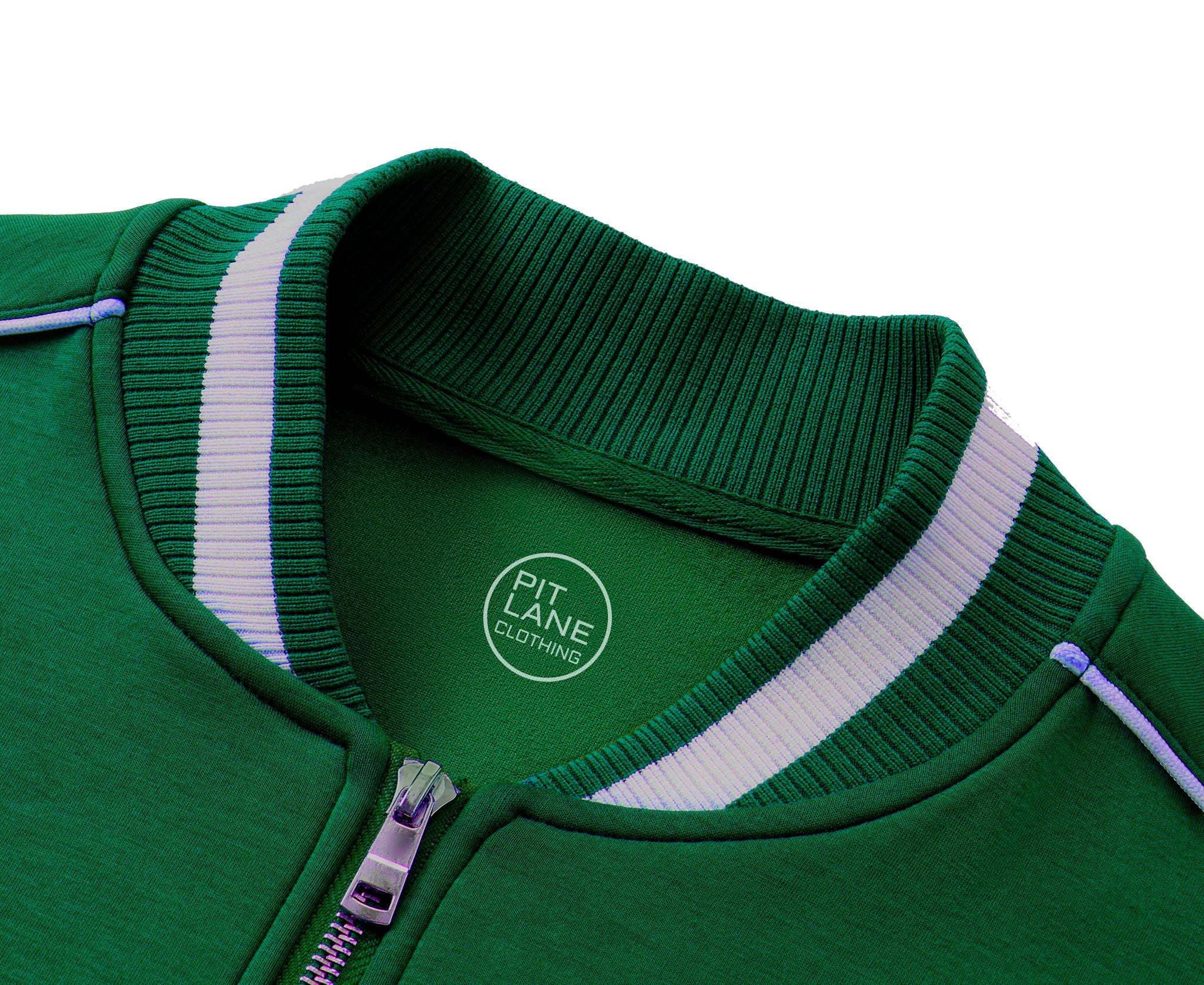Pit Lane Clothing: Contrast Piping Zip Bomber Jacket - British Racing Green