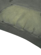 Pit Lane Clothing: 400 GSM Heavyweight Frayed Sunfade Box Fleece Hoodie - Green/Grey