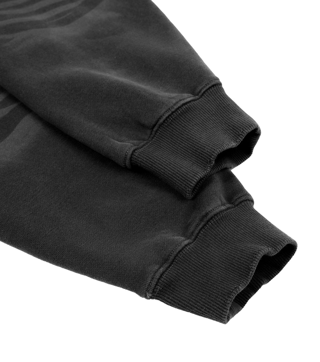 Pit Lane Clothing: Heavyweight Frayed Sunfade Box Fleece Hoodie - Black