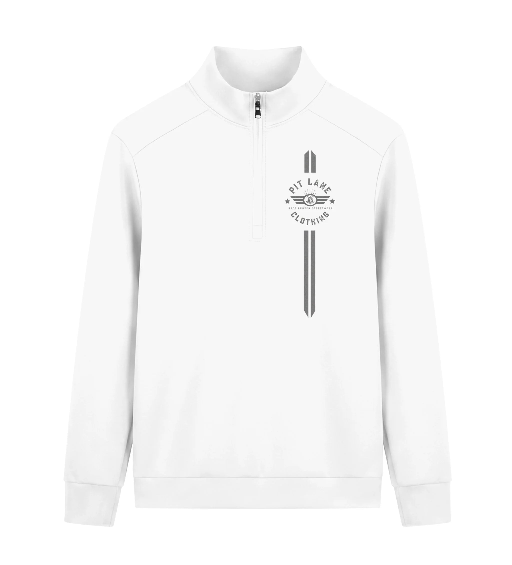 Pit Lane Clothing: Quarter Zip Sweatshirt - White