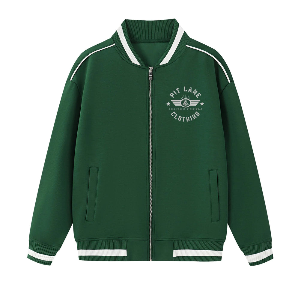 Pit Lane Clothing: Contrast Piping Zip Bomber Jacket - British Racing Green