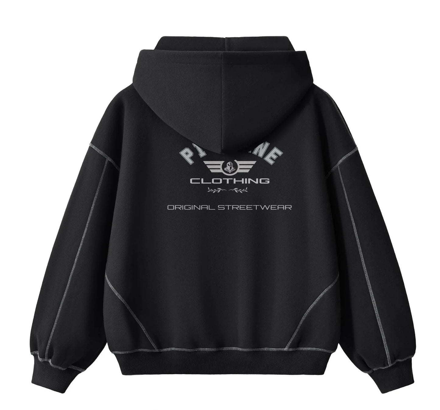 Pit Lane Clothing: Contrast-Stitched Boxy Fleece Hoodie - full carbon