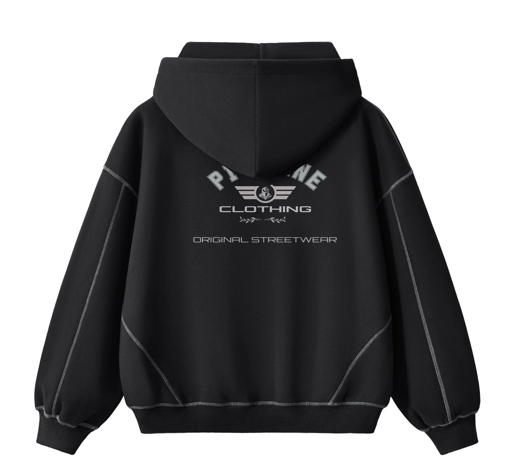 Pit Lane Clothing: Contrast-Stitched Boxy Fleece Hoodie - full carbon