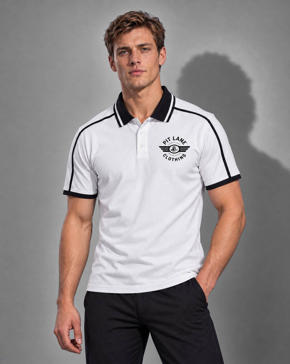 Contrast Piping Polo Shirt - White