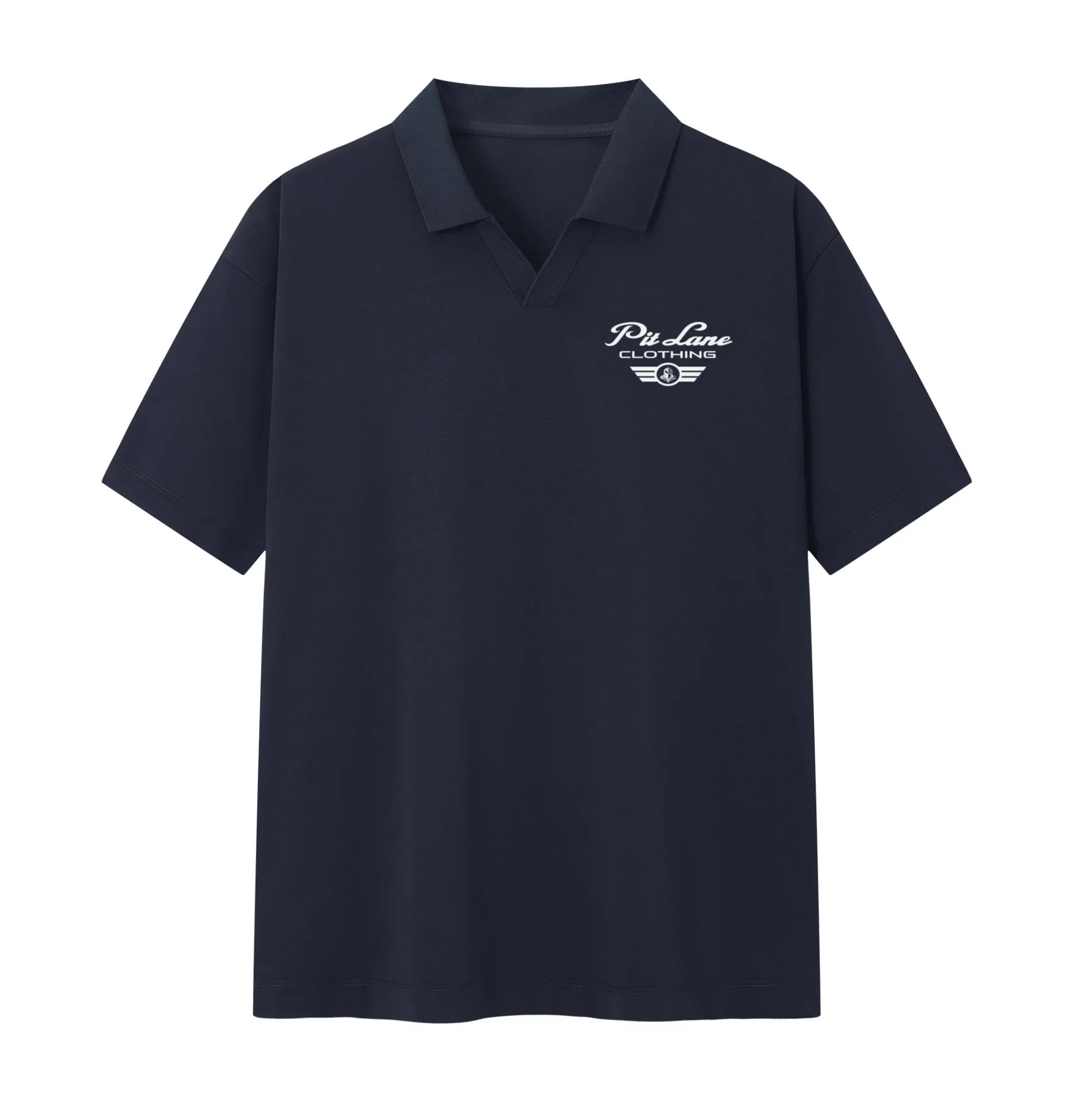 Pit Lane Clothing: Drop Shoulder Polo Shirt - Navy Blue