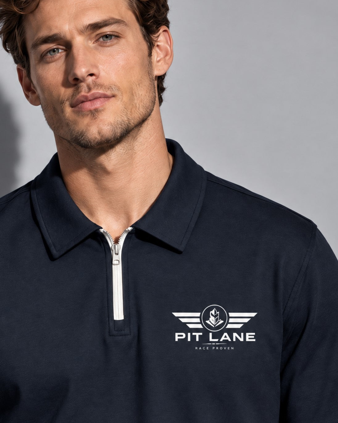 Premium Performance Quarter Zip Polo Shirt - Navy