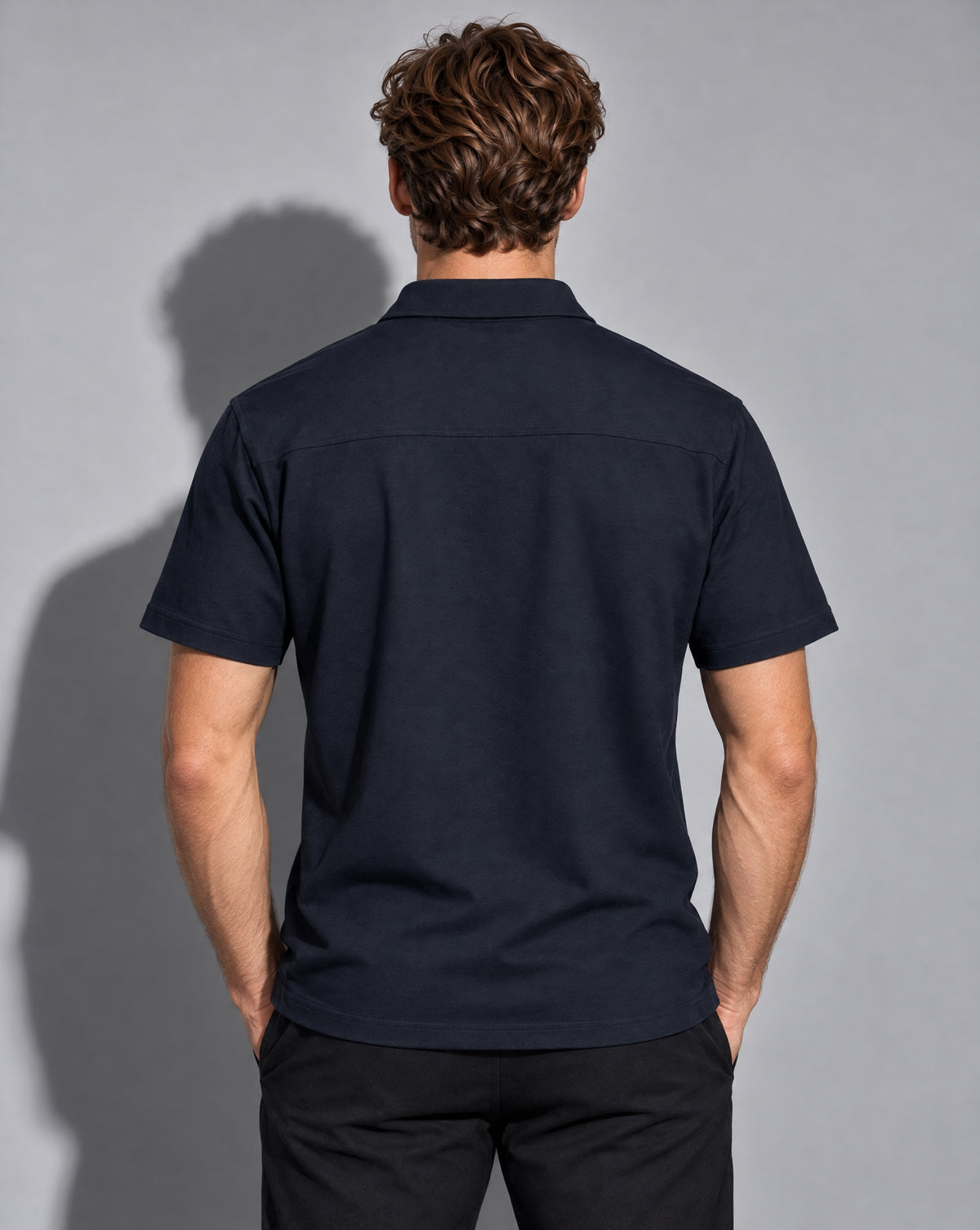 Premium Performance Quarter Zip Polo Shirt - Navy