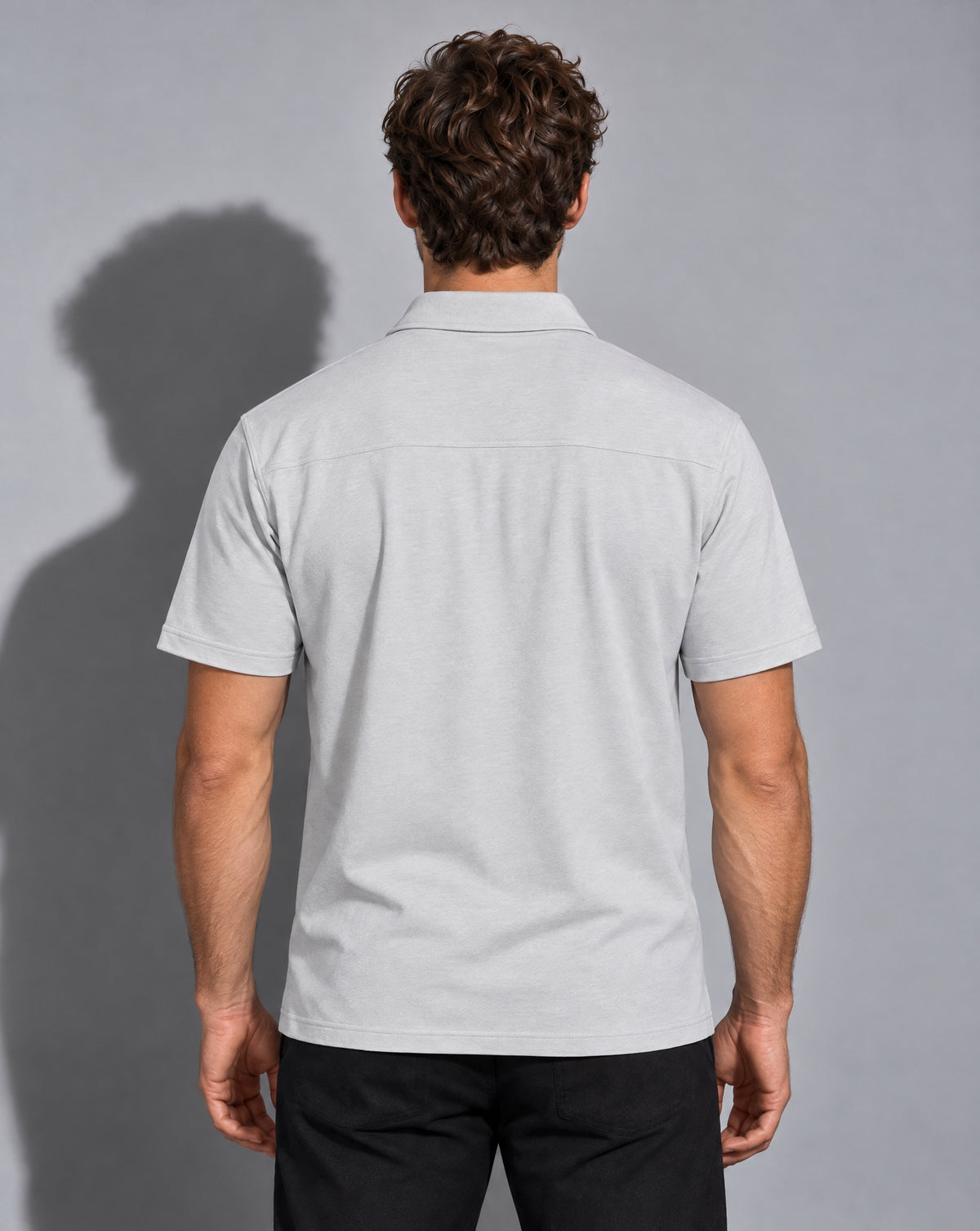 Premium Performance Quarter Zip Polo Shirt - Titanium