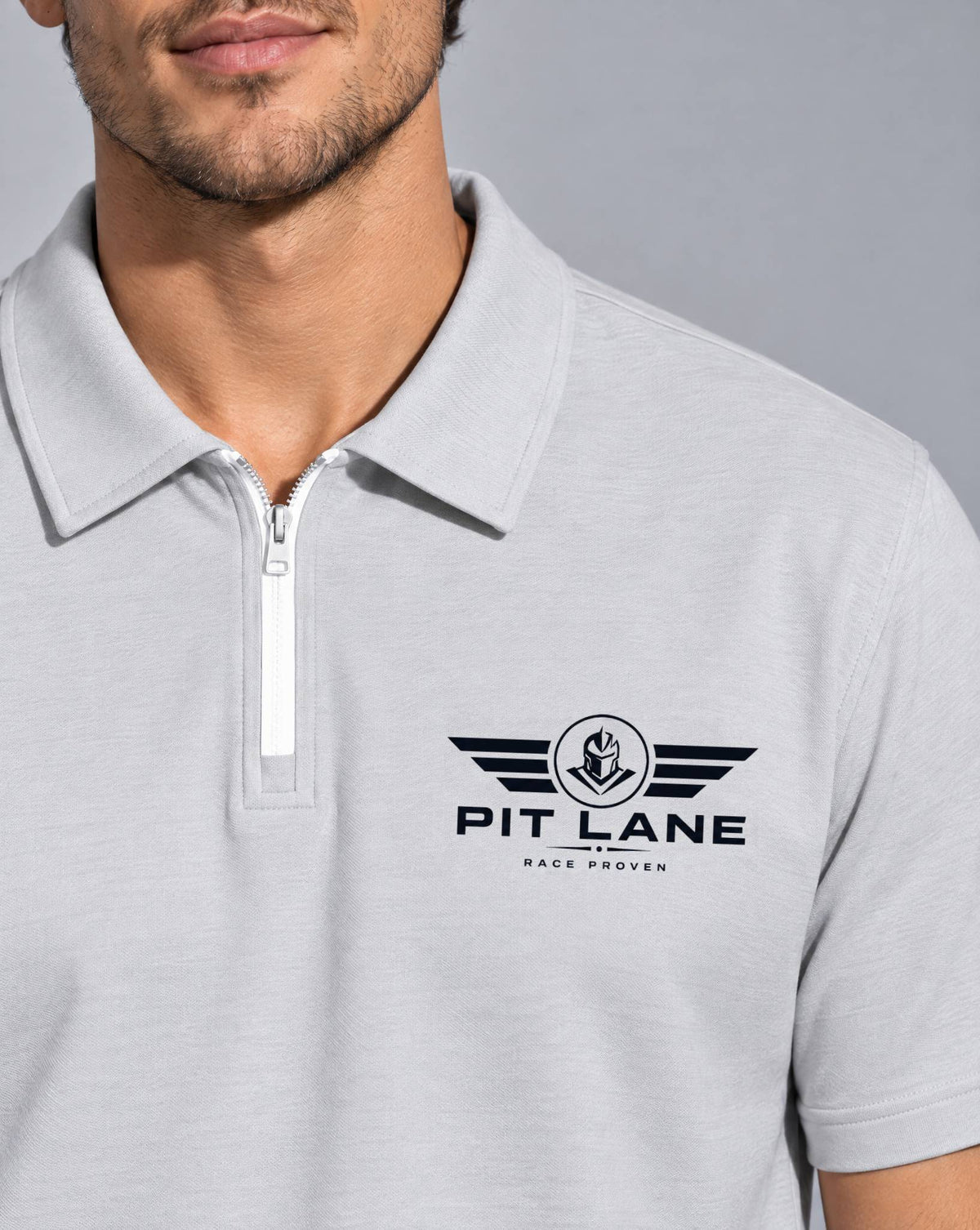 Premium Performance Quarter Zip Polo Shirt - Titanium