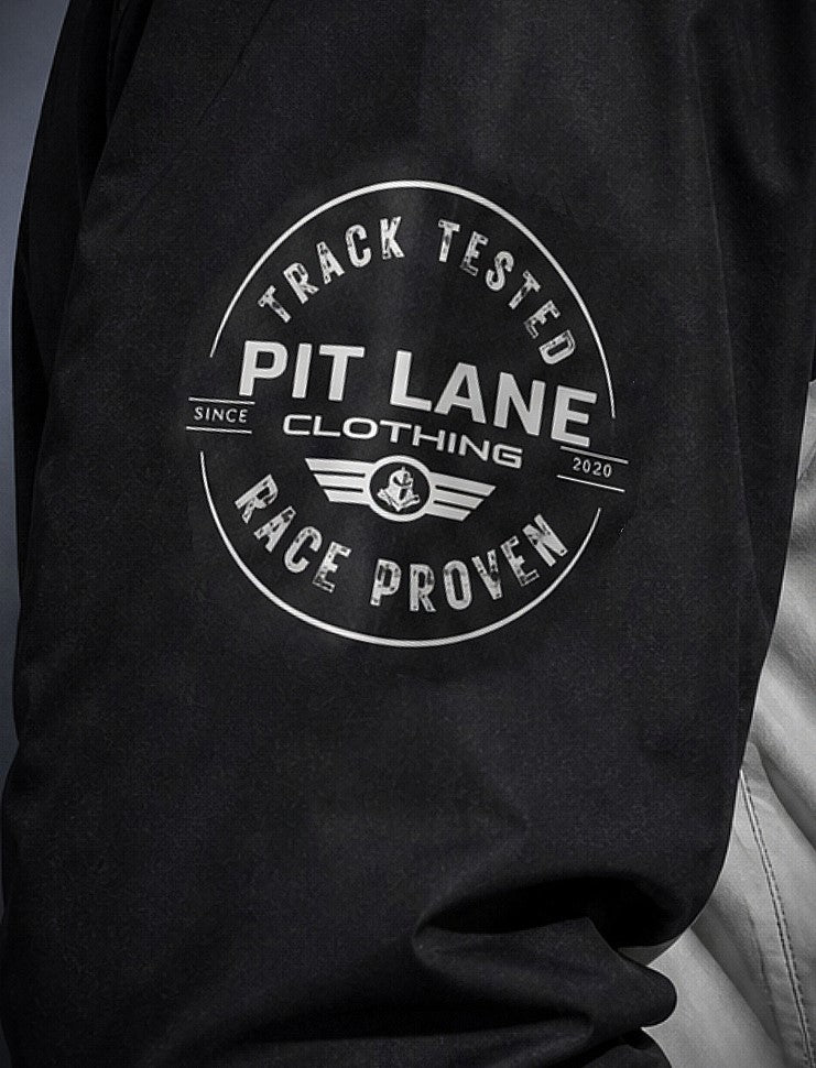 Racing Jacket – Hooded with Quilted Lining – Black & Silver | PIT LANE CLOTHING