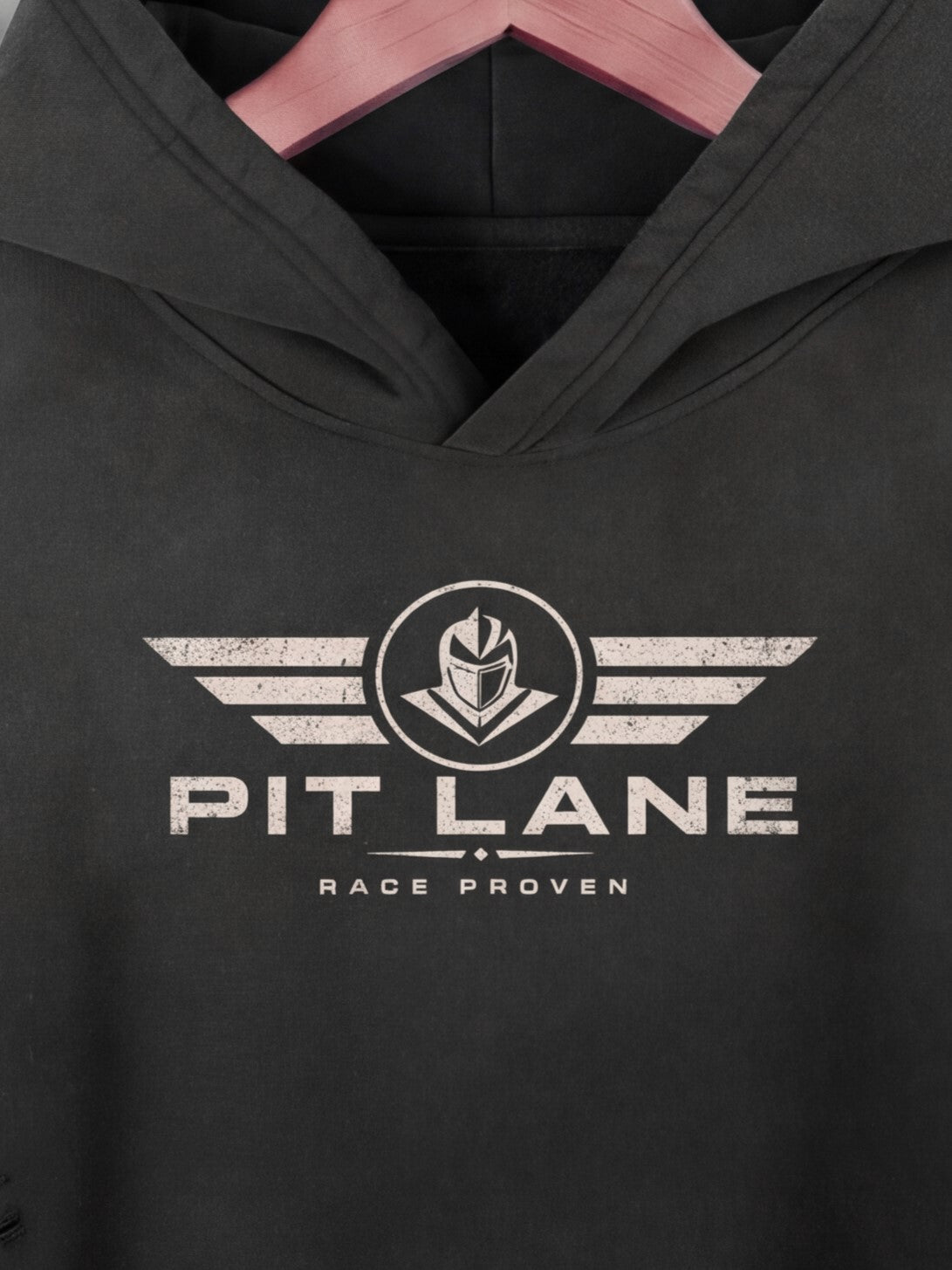 Pit Lane Clothing: Heavyweight Frayed Sunfade Box Fleece Hoodie - Black