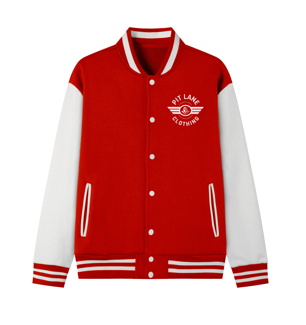 Pit Lane Clothing Fleeced Varsity Jacket - Red