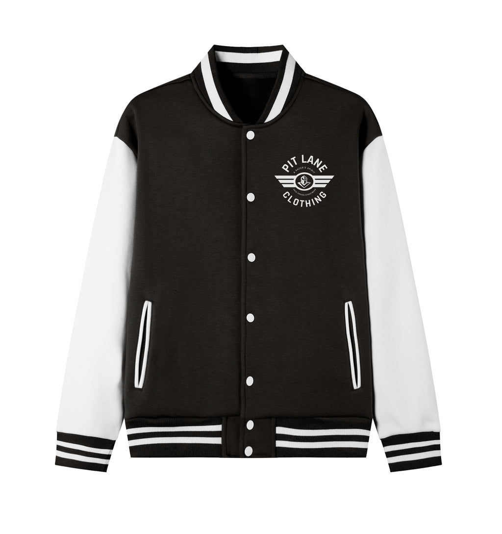 Pit Lane Clothing Fleeced Varsity Jacket - Black