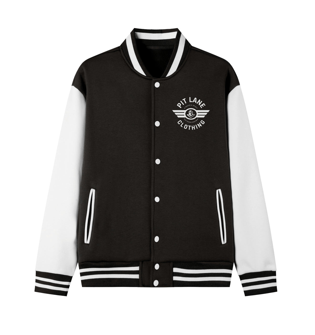 Pit Lane Clothing Fleeced Varsity Jacket - Black