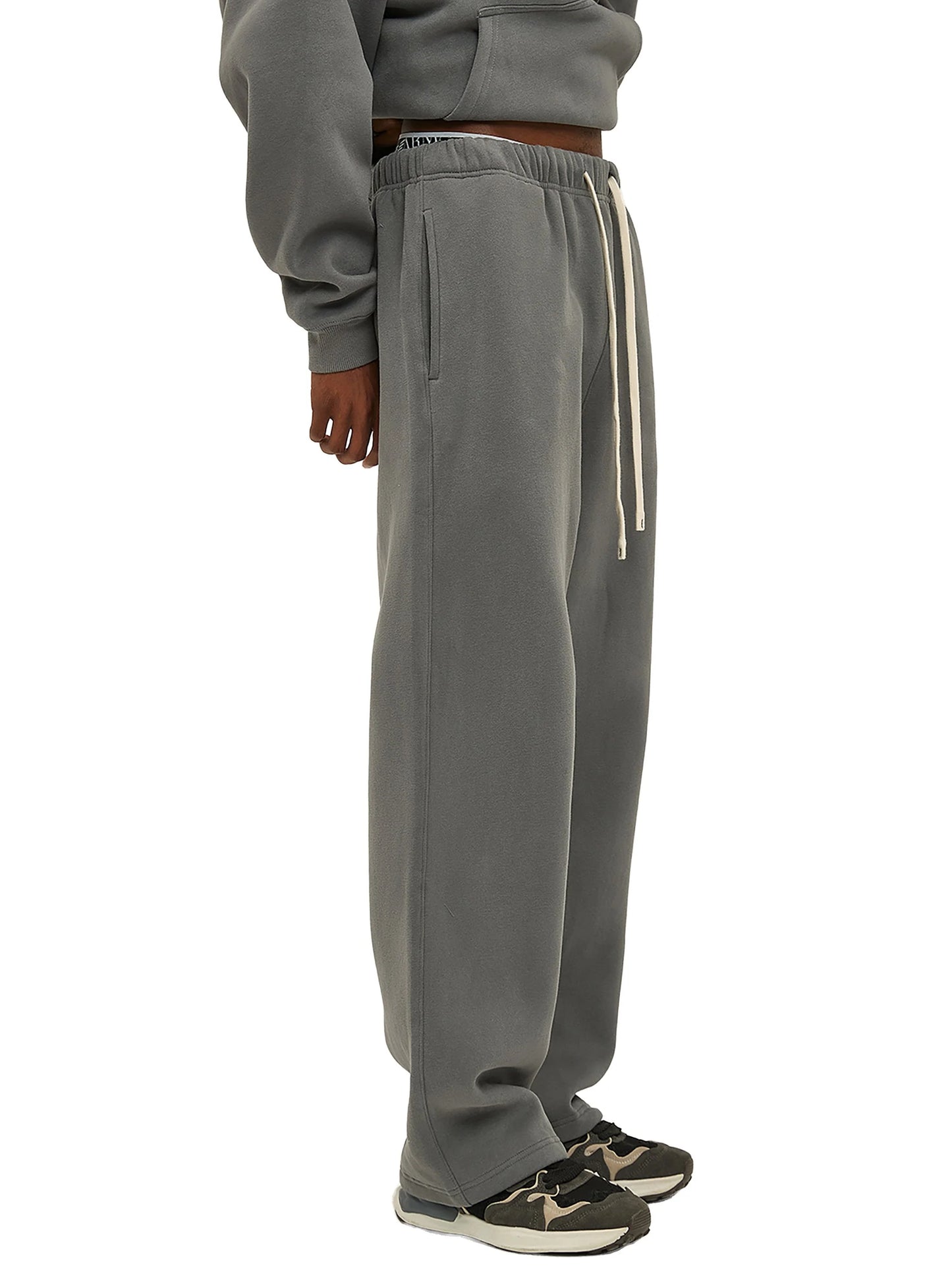 Pit Lane Clothing: Streetwear Unisex Fleece Straight Leg Pants - Titanium