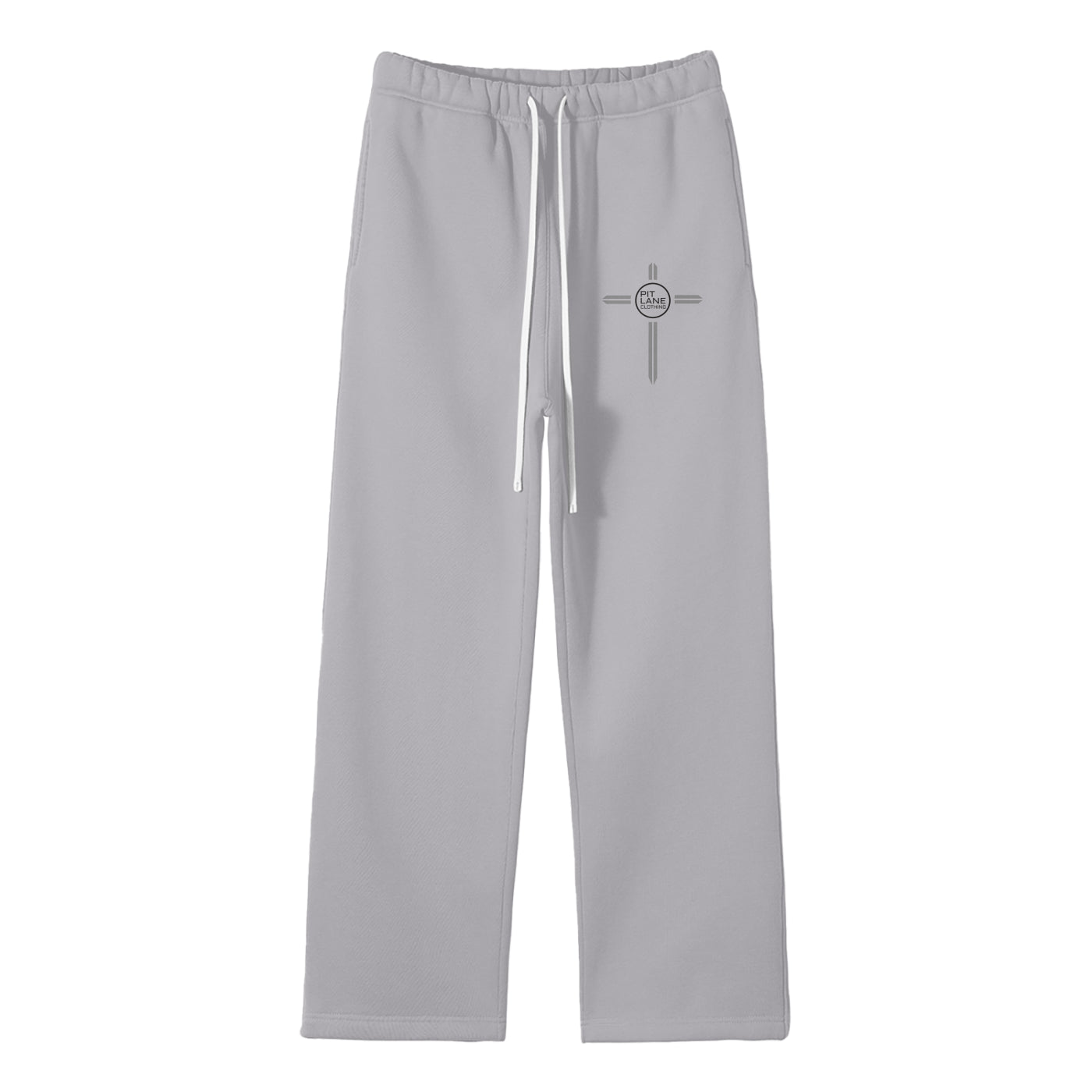 Pit Lane Clothing: Streetwear Unisex Fleece Straight Leg Pants - Titanium