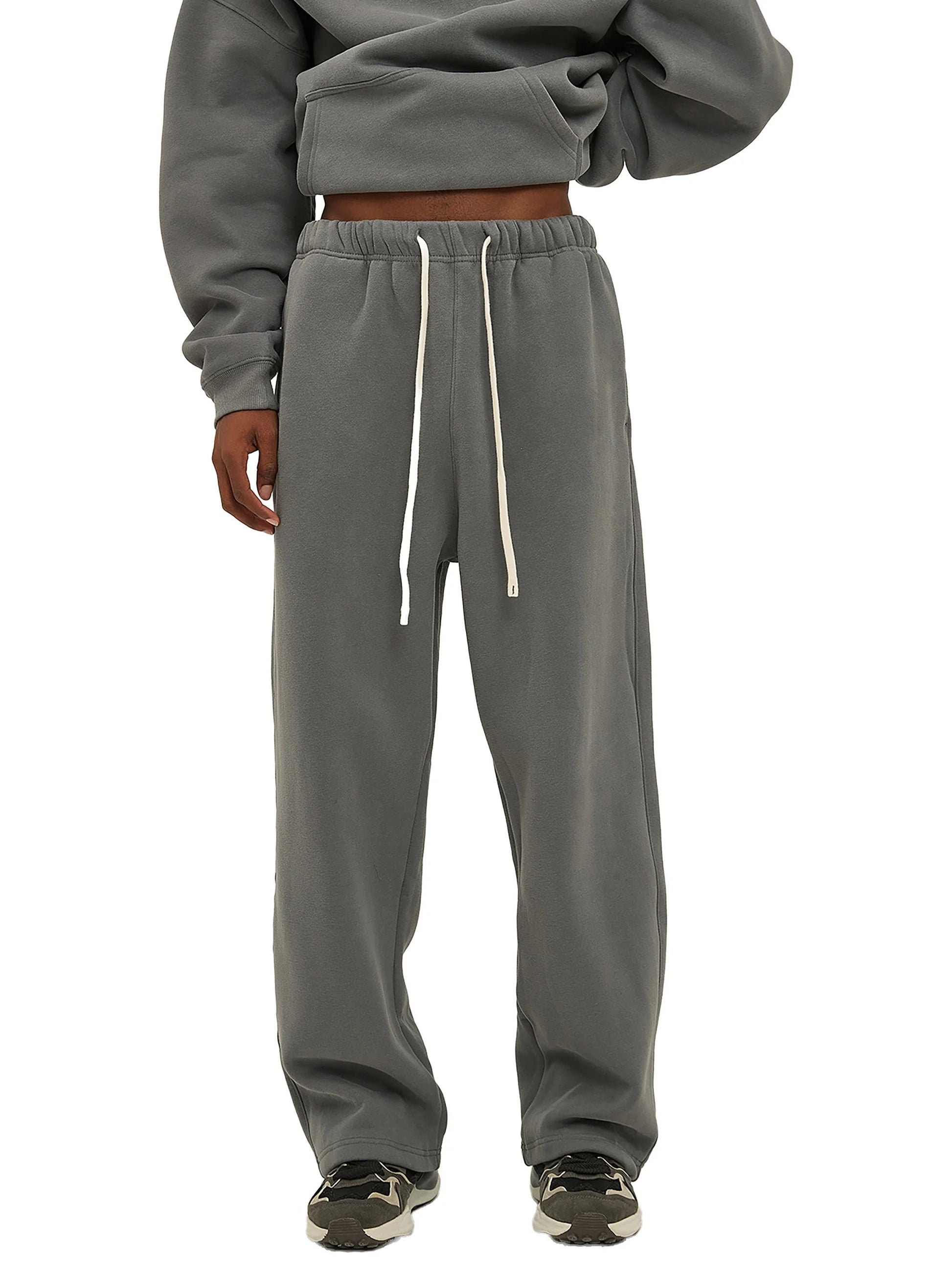 Pit Lane Clothing: Streetwear Unisex Fleece Straight Leg Pants - Titanium