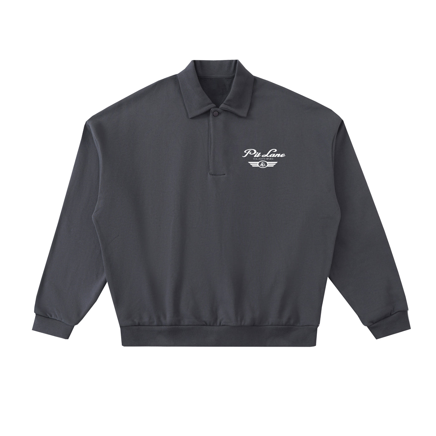 Pit Lane Clothing Heavyweight Fleece Street Polo Sweatshirt - Titanium Grey