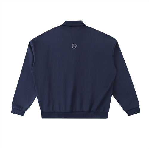 Pit Lane Clothing Heavyweight Fleece Street Polo Sweatshirt - Navy