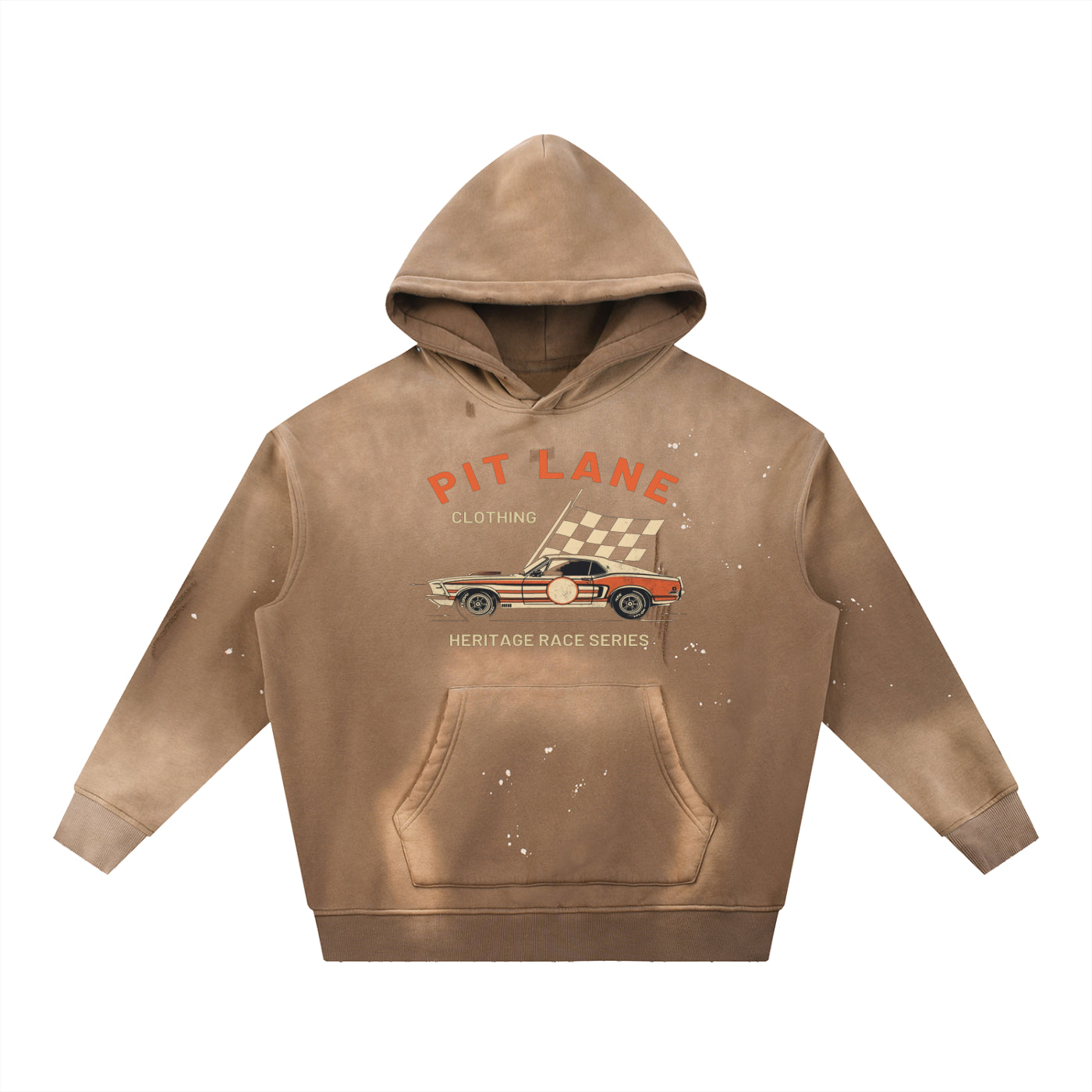 Pit Lane Clothing: Heritage Series Vintage Washed Frayed Fleece Hoodie