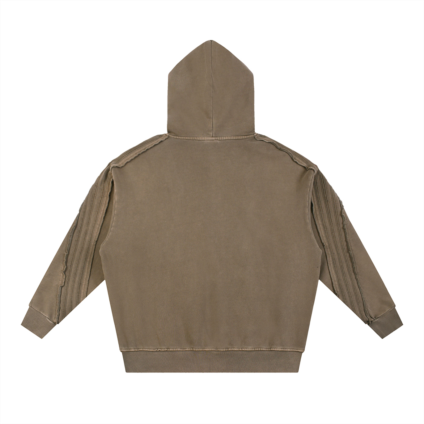 PIT LANE CLOTHING: Snow Washed Tape Raw Edge Hoodie - Brown