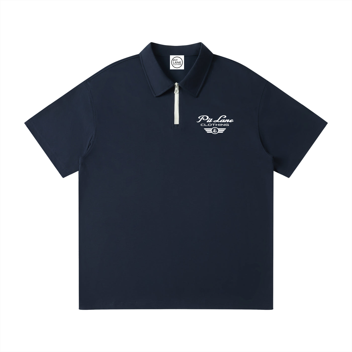 Pit Lane Clothing: Quarter-Zip Polo Shirt - Navy