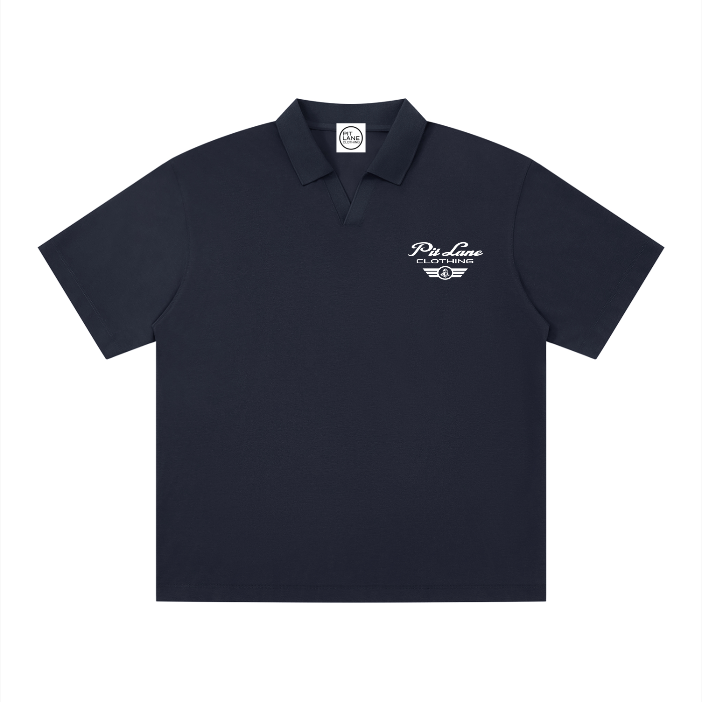 Pit Lane Clothing: Drop Shoulder Polo Shirt - Navy Blue