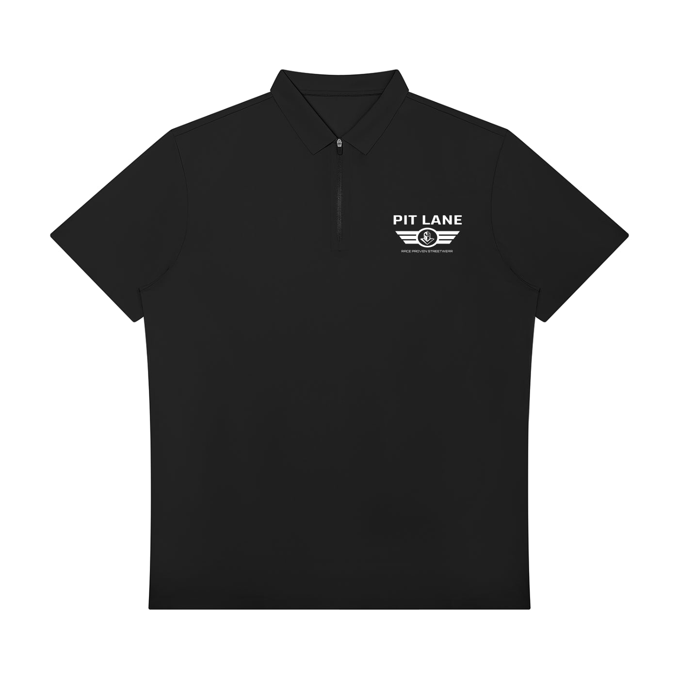 Pit Lane Clothing: Quarter-Zip Performance Polo Shirt - carbon