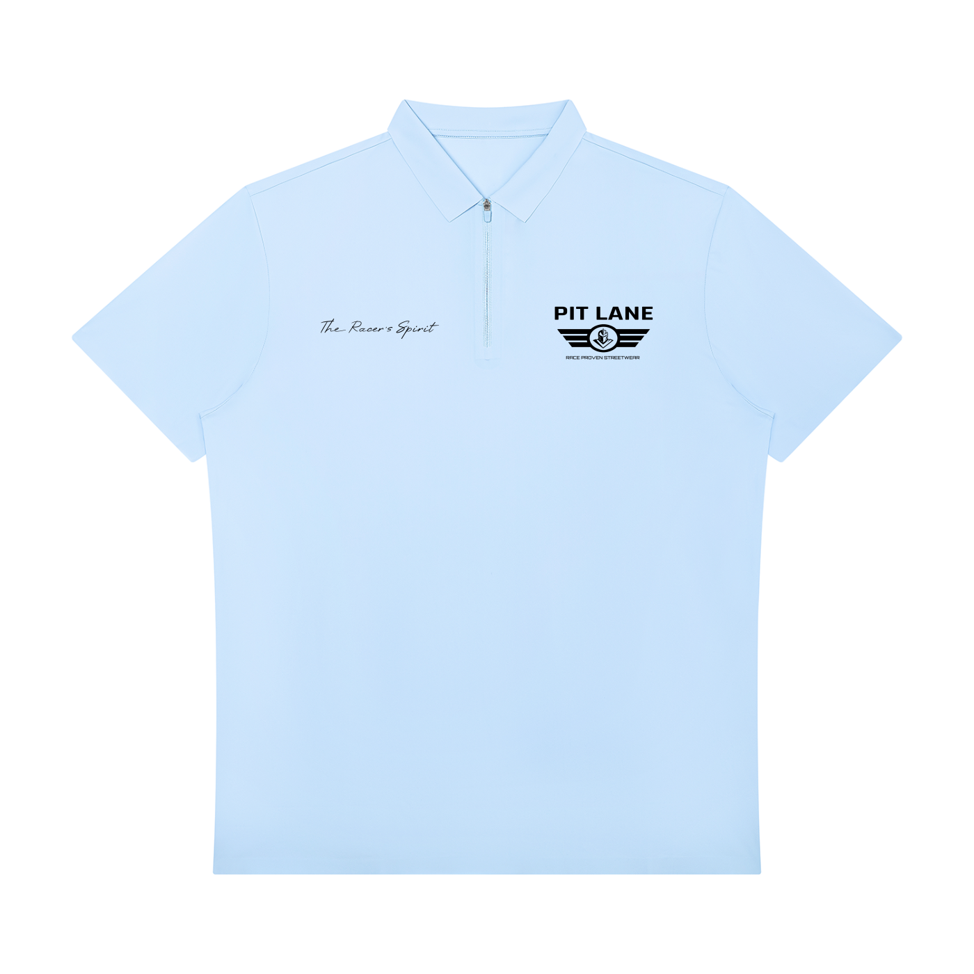 Pit Lane Clothing: Quarter-Zip Performance Polo Shirt - Sky Blue