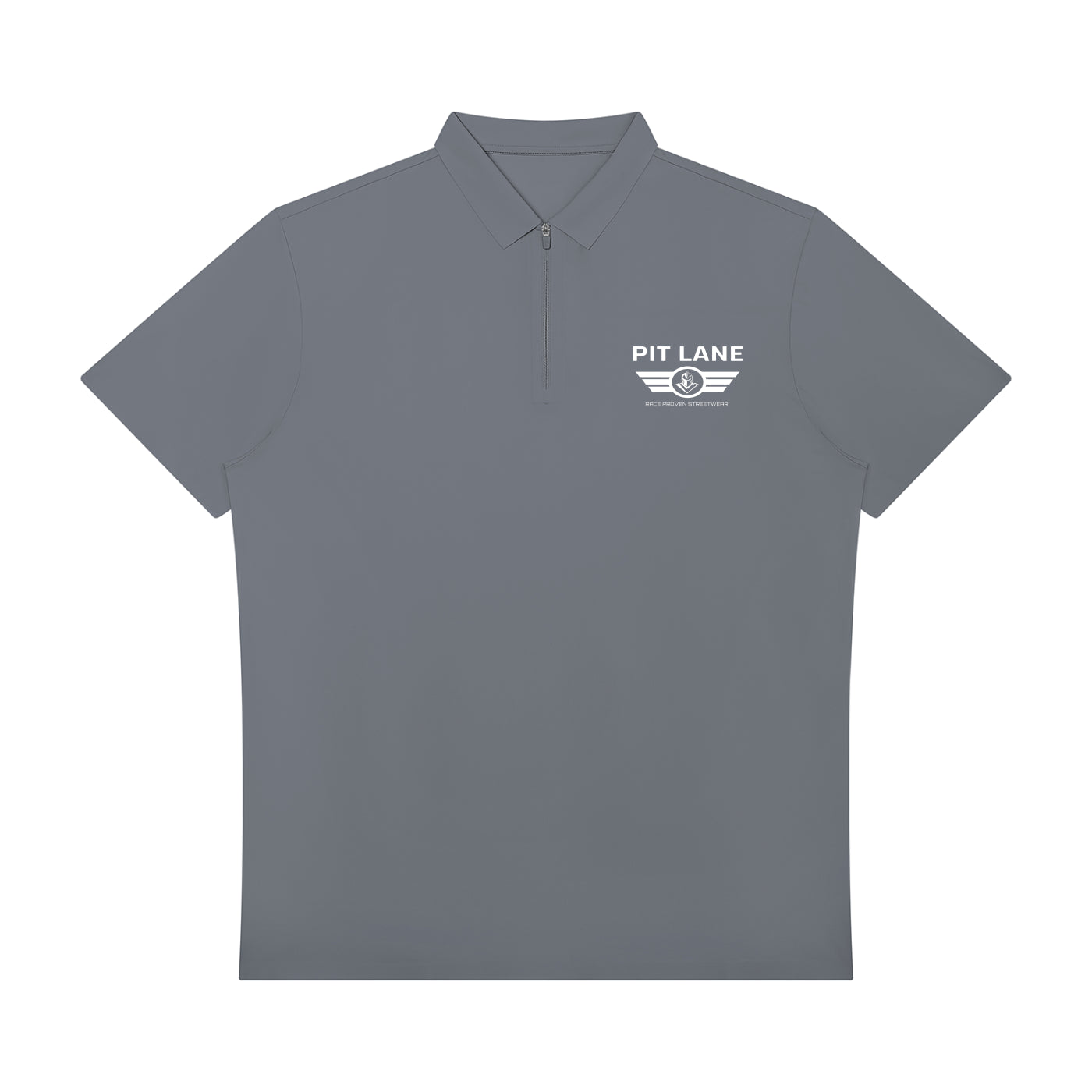 Pit Lane Clothing: Quarter-Zip Performance Polo Shirt - Titanium