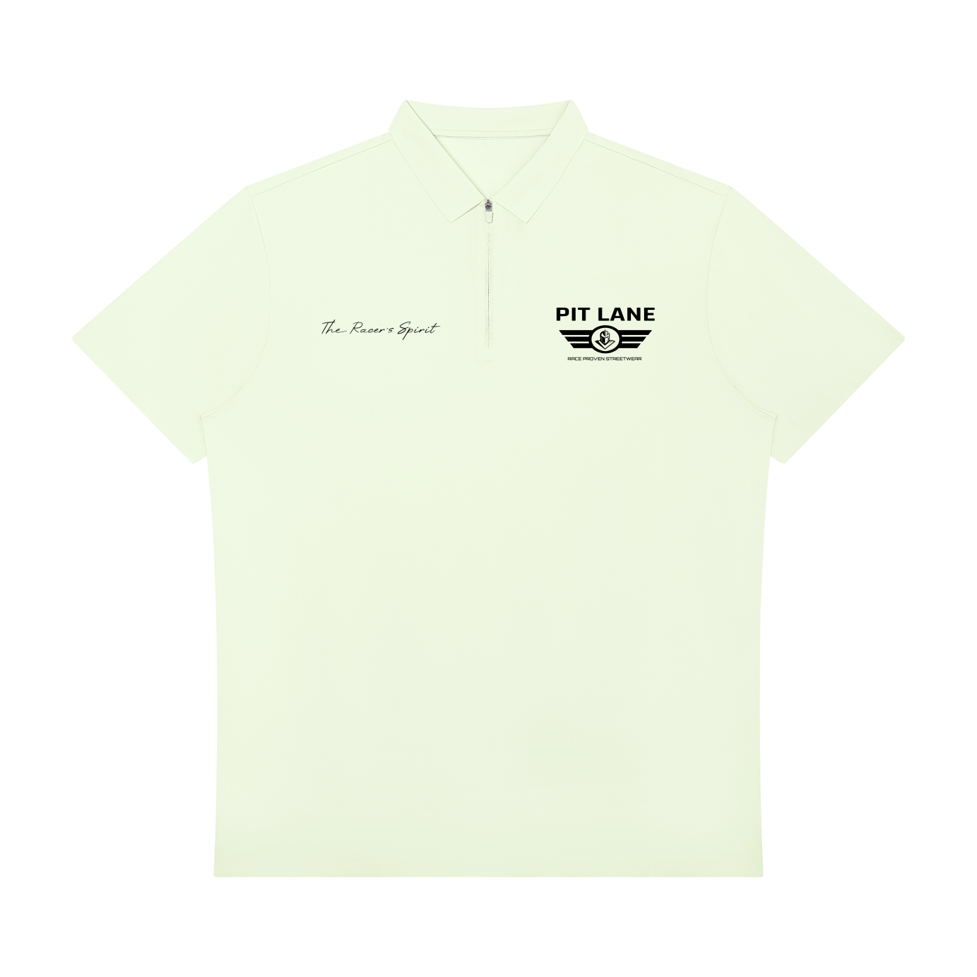 Pit Lane Clothing: Quarter-Zip Performance Polo Shirt - Light Green
