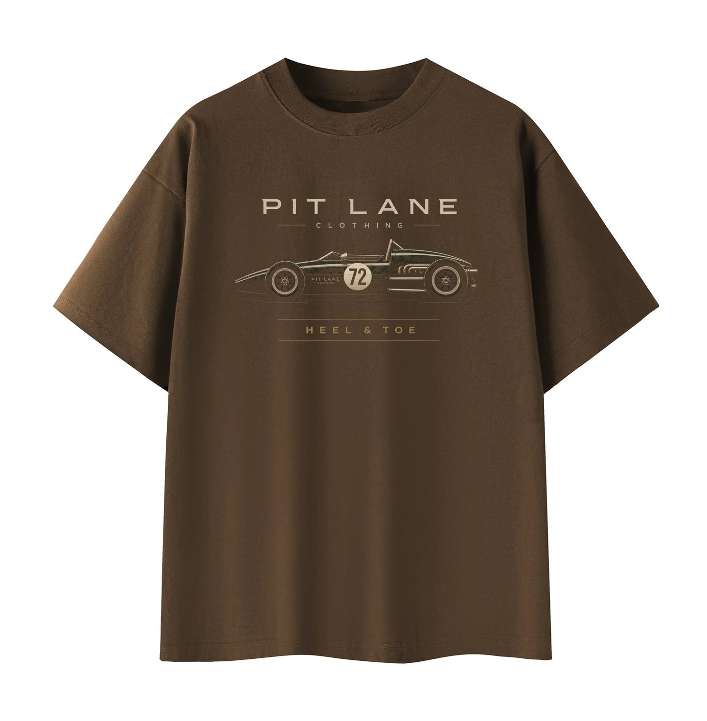 Pit Lane Clothing: Pure Cotton T-Shirt - Heel & Toe - coffee