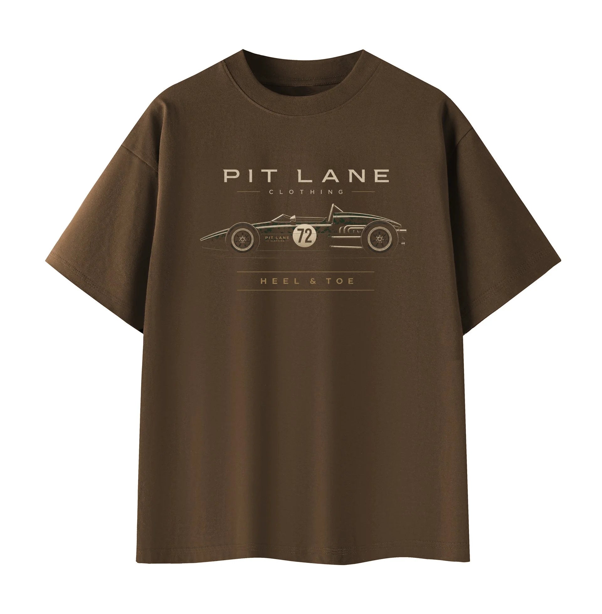Pit Lane Clothing: Pure Cotton T-Shirt - Heel & Toe - coffee