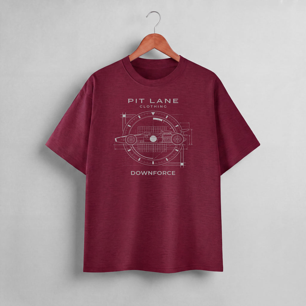 PIT LANE CLOTHING: Premium Cotton T-Shirt - Downforce - Dark Red