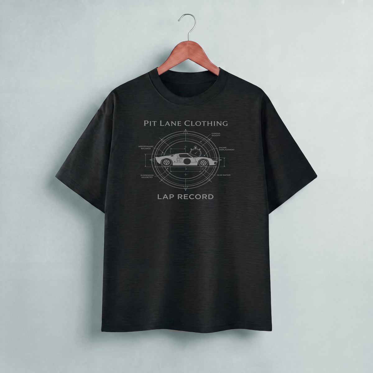 Pit Lane Clothing: Pure Cotton T-Shirt - Lap Record - Black