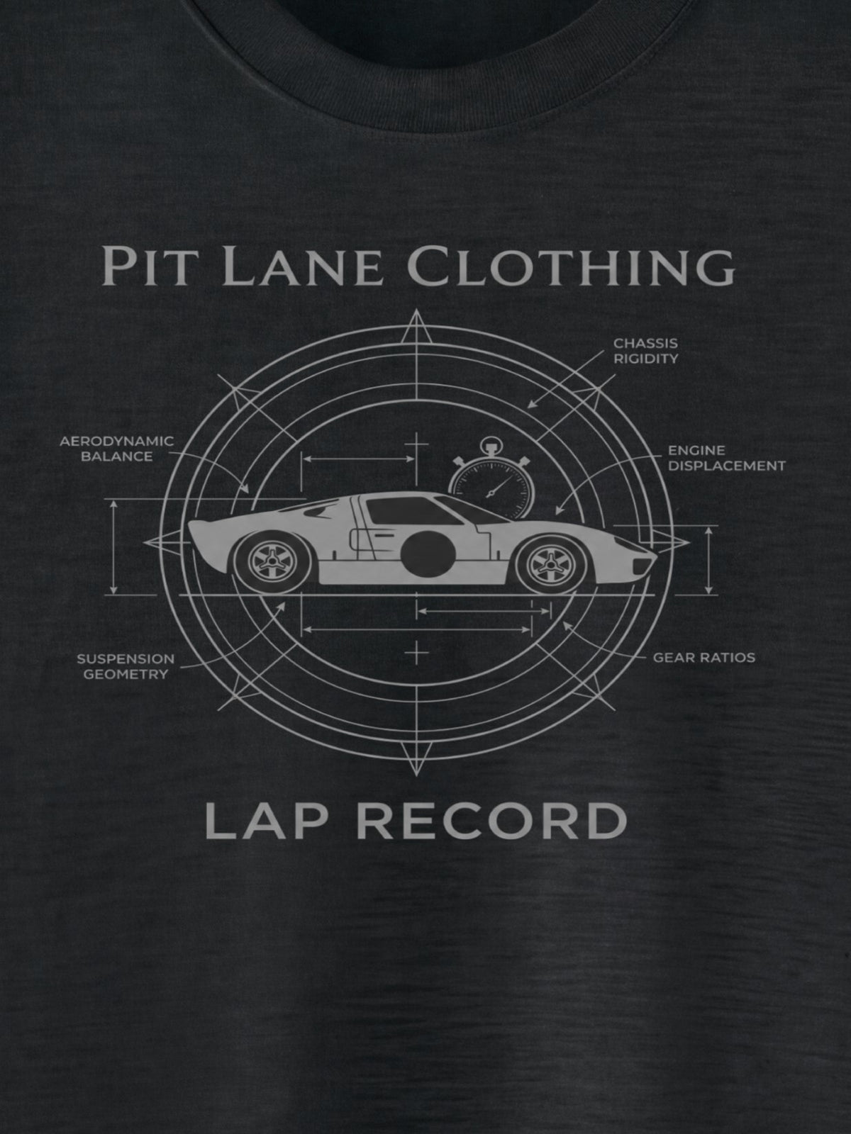 Pit Lane Clothing: Pure Cotton T-Shirt - Lap Record - Black