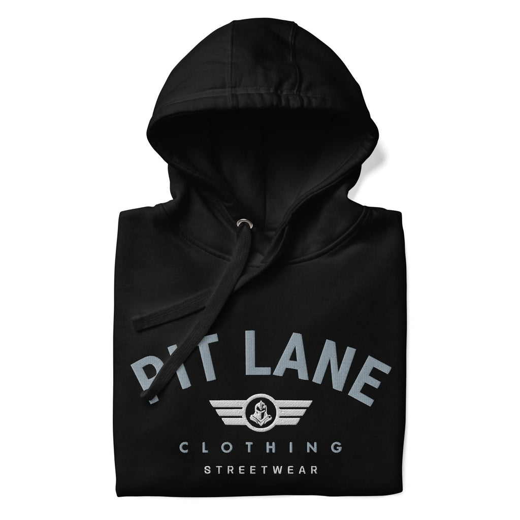 Pit Lane Clothing: Embroidered Heavyweight Fleece Hoodie - Velocity - carbon