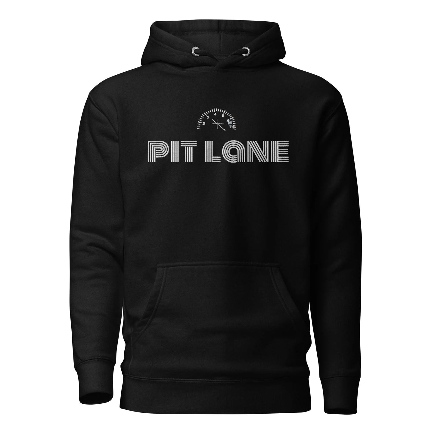 Pit Lane Clothing: Embroidered Heavyweight Fleece Hoodie - retro - carbon