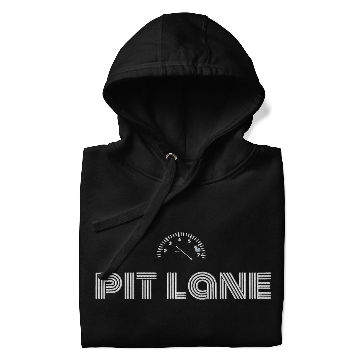 Pit Lane Clothing: Embroidered Heavyweight Fleece Hoodie - retro - carbon