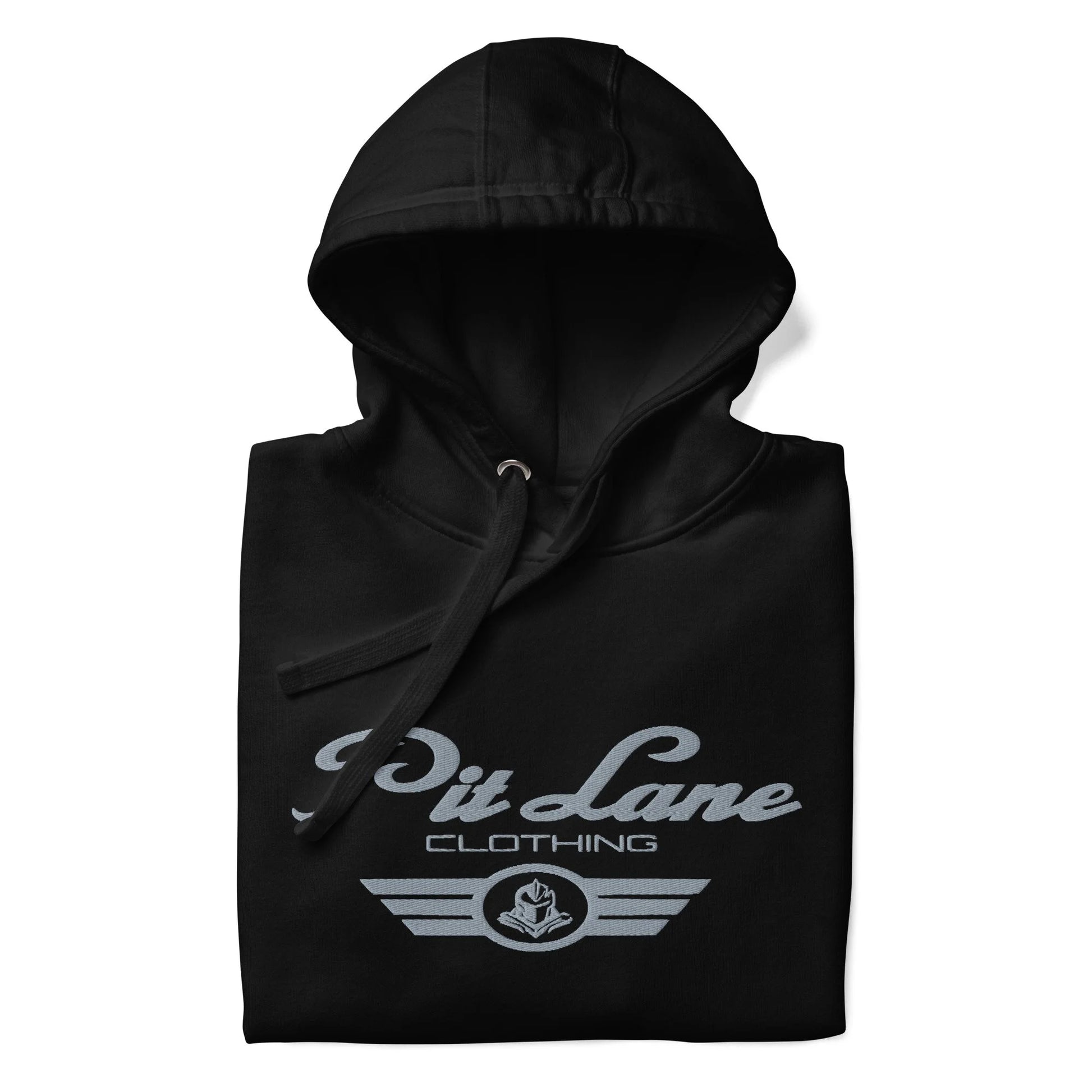 Pit Lane Clothing: Embroidered Heavyweight Hoodie - Chicane - carbon/black